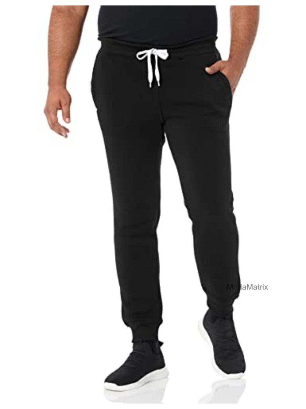 Men's Fleece Joggers 2 Pack Brushed Polyester Cuffed Sweatpants with Pockets
